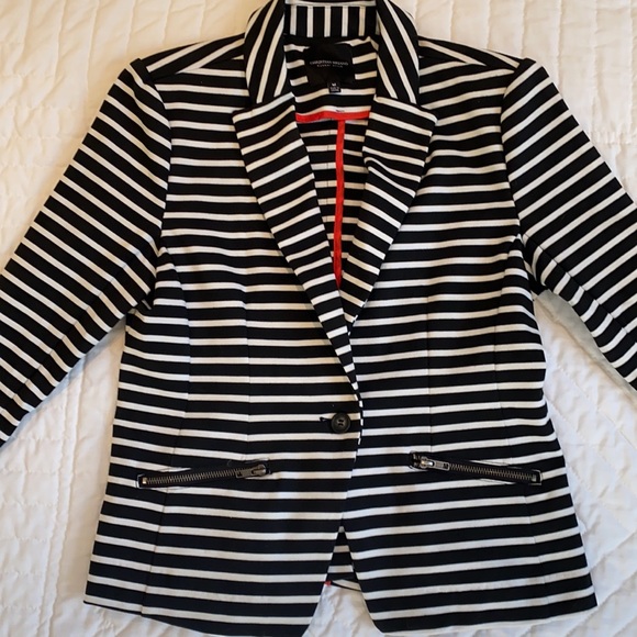 Christian Siriano Jackets & Blazers - Christian Soriano b&w stripe knit blazer EUC Sz M